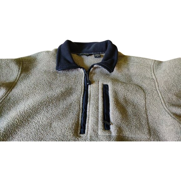 Eddie Bauer Men's Medium Light Brown Fleece Zip Pocket Pullover Sweatshirt - Picture 8 of 10